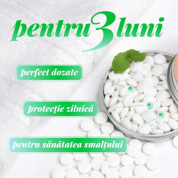 Pasta de dinți în tablete Tabsta® pentru sănătatea smalțului pe termen lung (cantitate pentru 3 luni de utilizare)