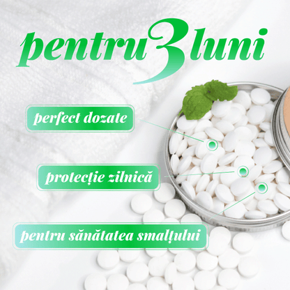 Pasta de dinți în tablete Tabsta® pentru sănătatea smalțului pe termen lung (cantitate pentru 3 luni de utilizare)