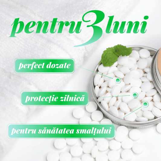 Pasta de dinți în tablete Tabsta® pentru sănătatea smalțului pe termen lung (cantitate pentru 3 luni de utilizare)